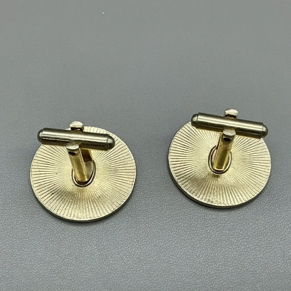 Vintage Unicorn Cufflinks Tie Bar Set Brown Enamel Gold Tone Fantasy Men's
